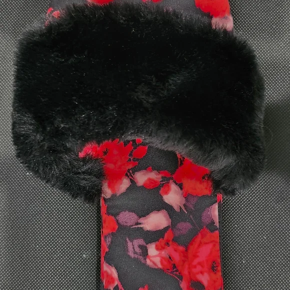 Victoria's Secret Red and Black Floral Slippers - Picture 2 of 6